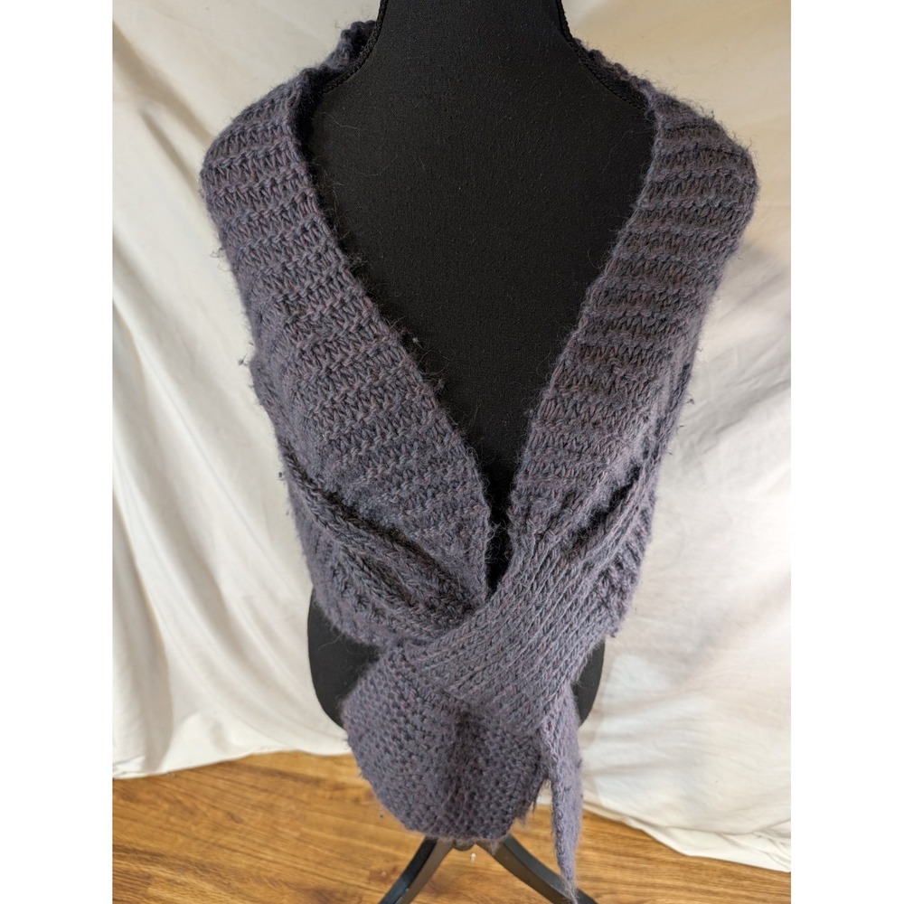 Anntarah Baby Alpaca & Wool Blend Purple Knit Wrap Scarf